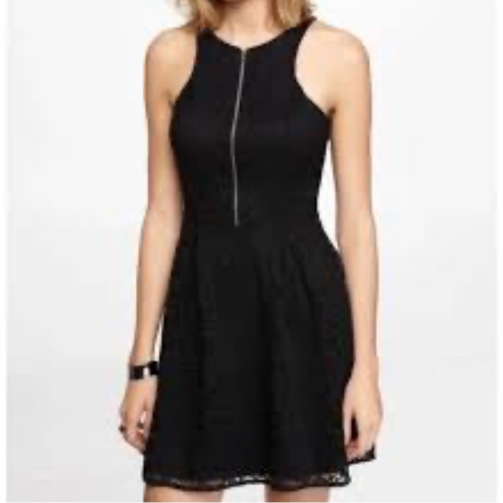 Express Lace Overlay Skater Dress - Picture 1 of 10